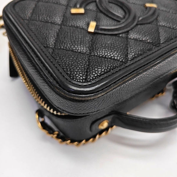 FILIGREE Small Quilted Grained Calfskin Black