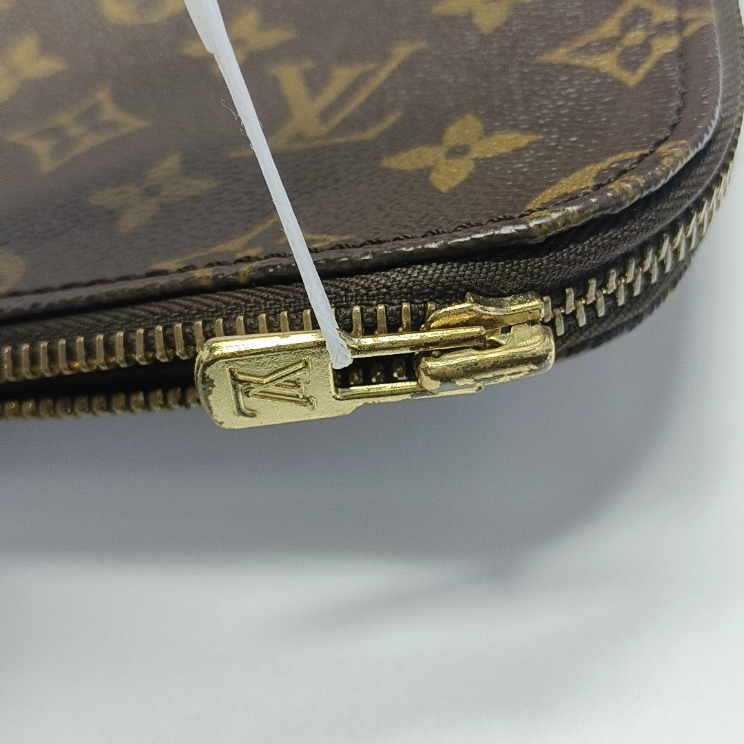 Monogram Coated Canvas Clutch Brown