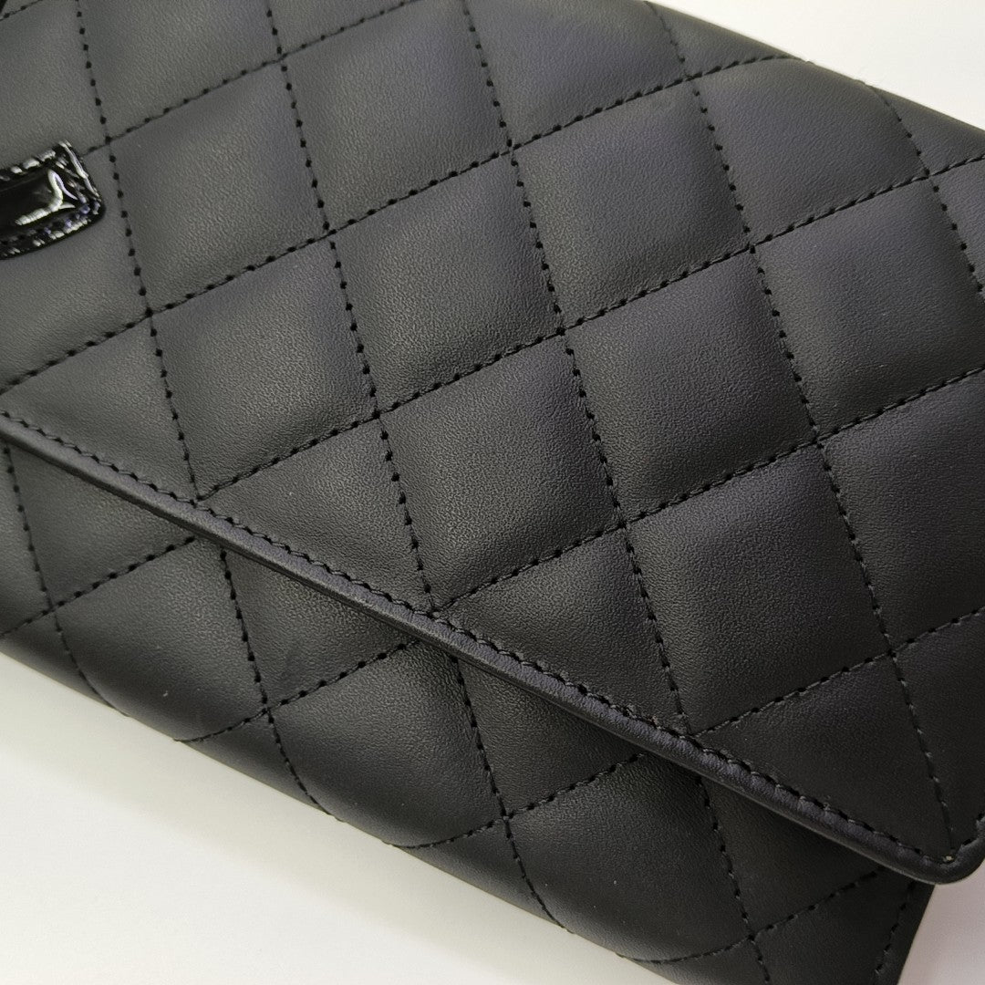 CAMBON Medium Quilted Calfskin Black Wallet