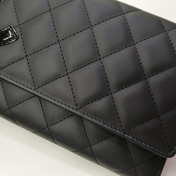 CAMBON Medium Quilted Calfskin Black Wallet