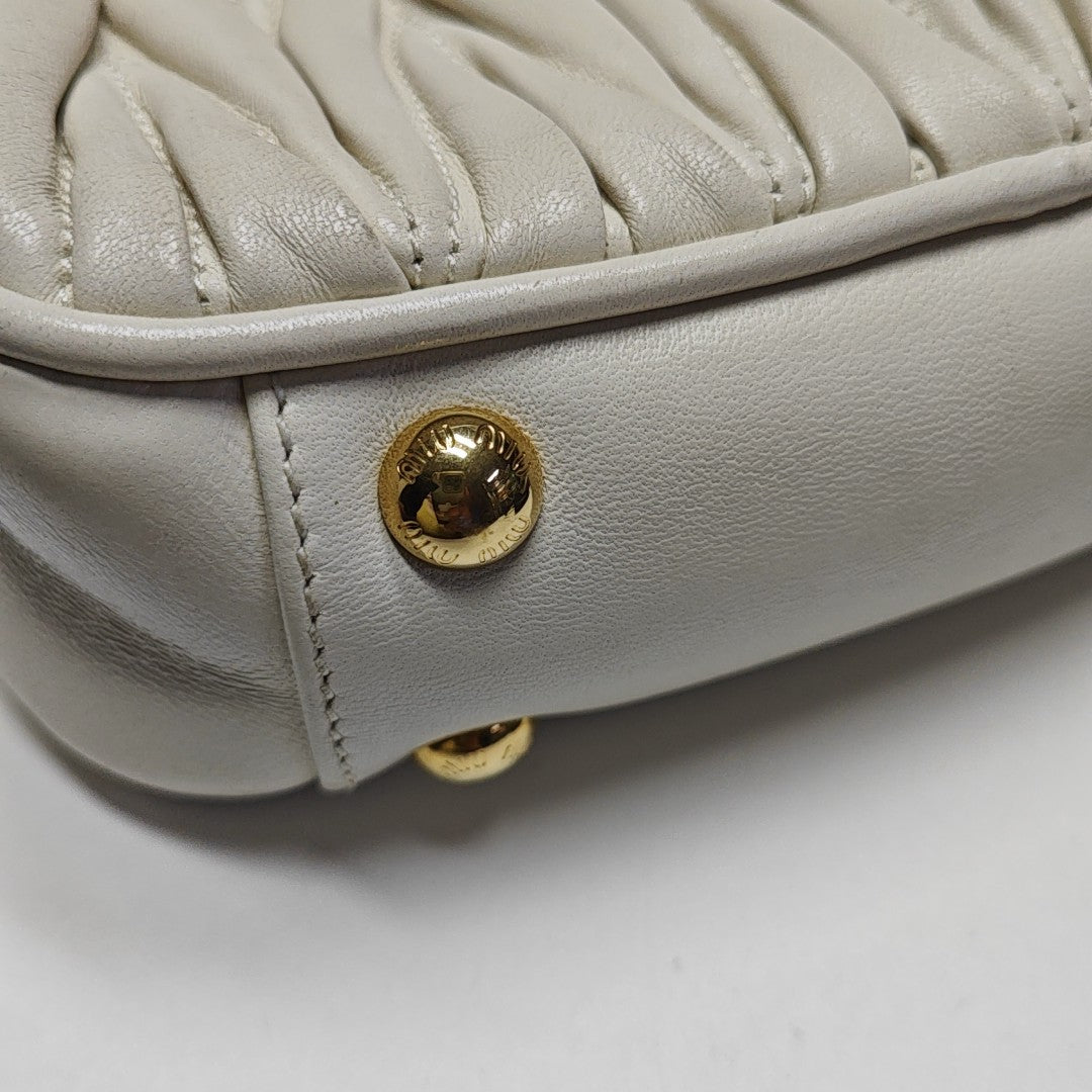 Arcadie Matelassé Mini Quilted Lambskin White