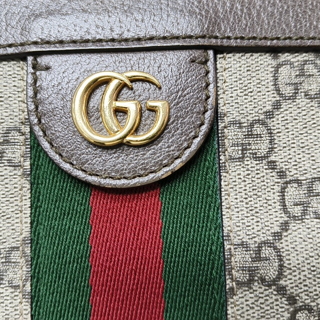 Ophidia Medium Monogram Coated Canvas Beige