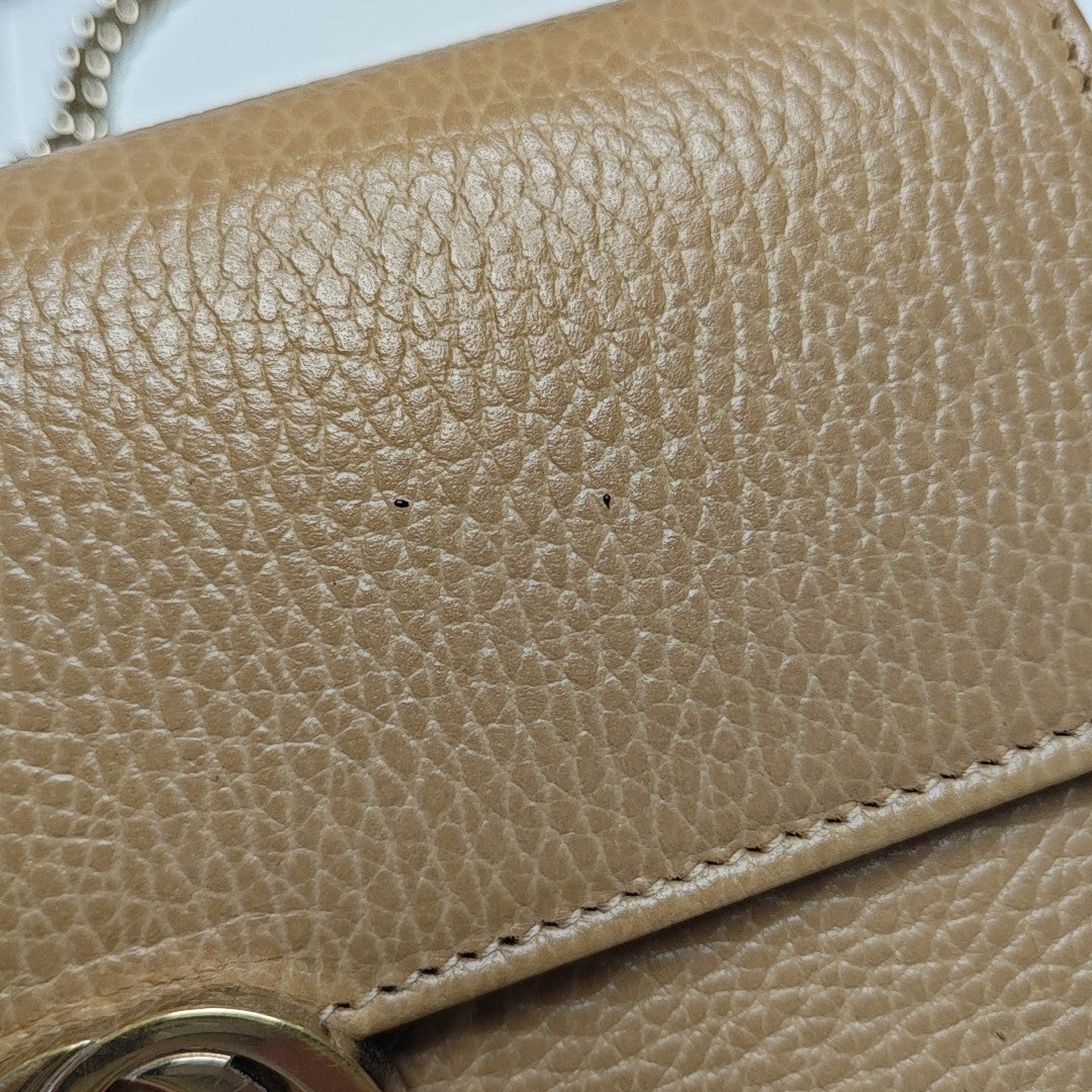 Interlocking G Small Calfskin Beige