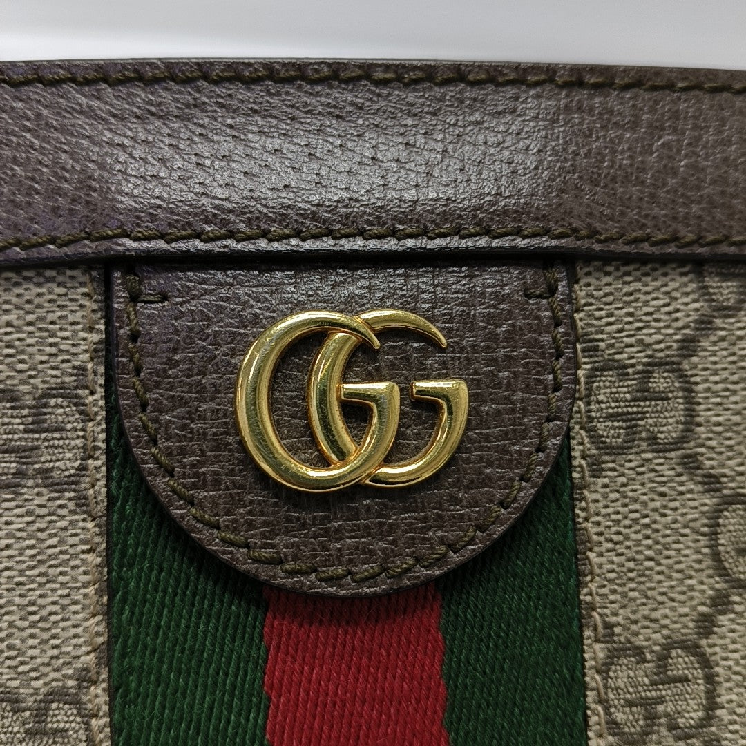 Ophidia Small Monogram Lona Revestida Beige