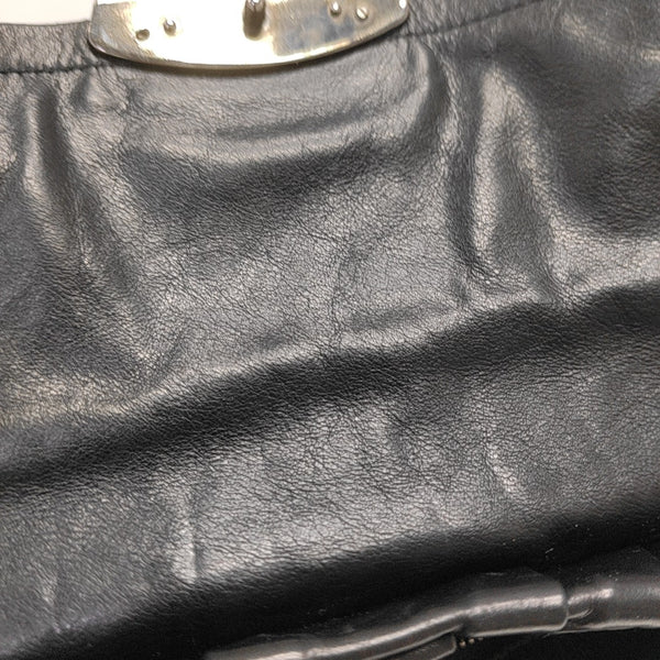 Leather Top Handle Bag Black