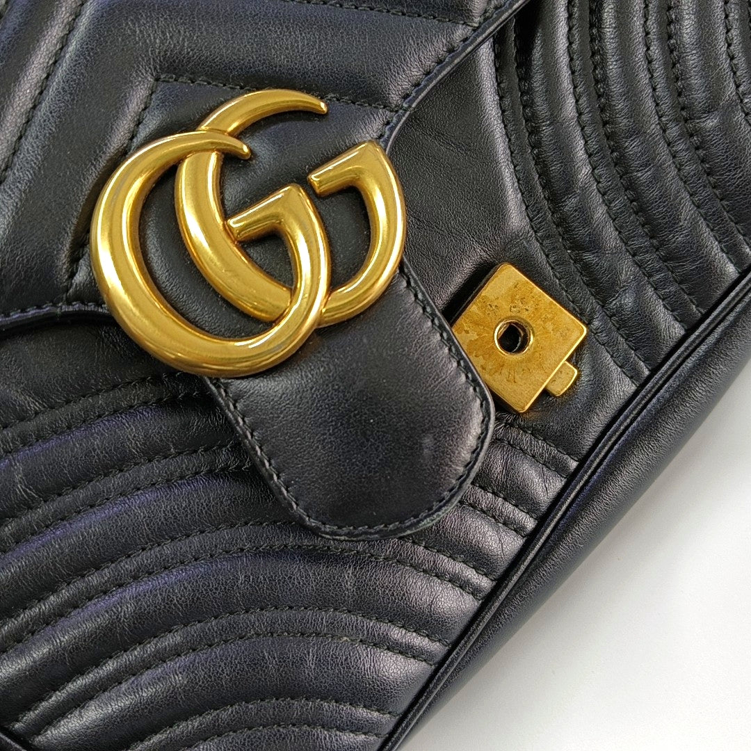 GG Marmont Medium Quilted Calfskin Black
