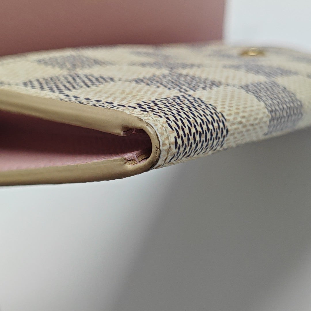 EMILIE Damier Azur Coated Canvas White Wallet