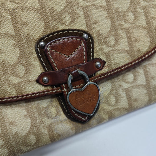 Oblique Coated Canvas Top Handle Bag Beige