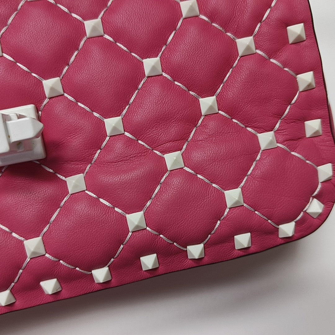 Spike Up Small Quilted Lambskin Pink