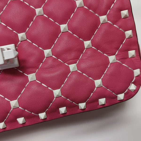 Spike Up Small Quilted Lambskin Pink