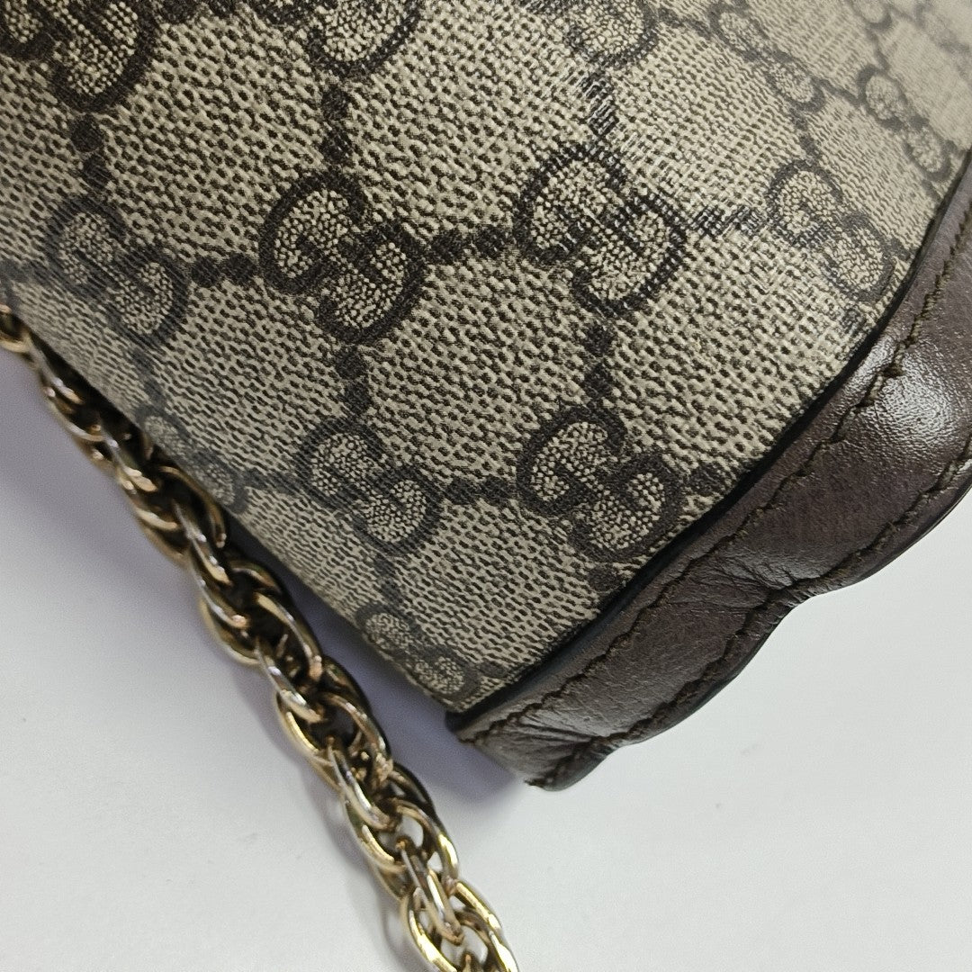 Ophidia Small Monogram Coated Canvas Beige