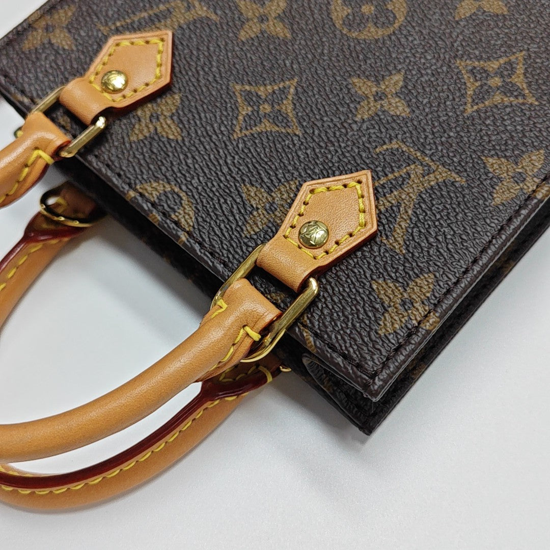 SAC PLAT Mini Monogram Coated Canvas Brown