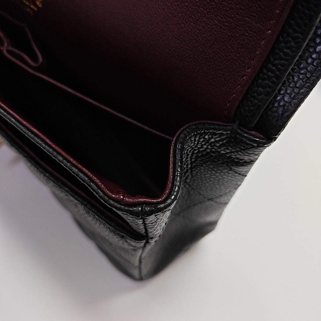 CLASSIC FLAP Medium Quilted Grained Calfskin Black