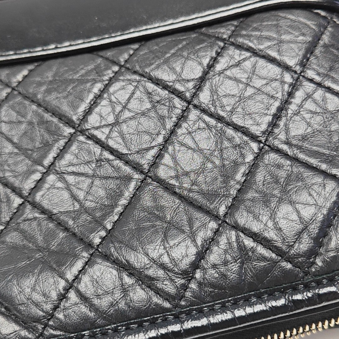 GABRIELLE Small Quilted Vintage Calf Black