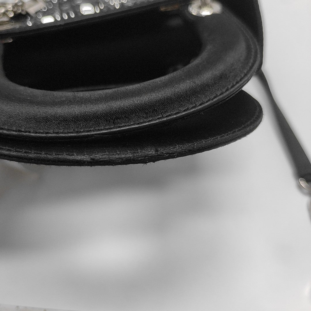 Lady Dior Mini Cannage Silk Satin Black