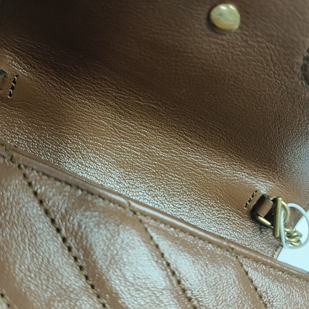 GG Marmont Mini Quilted Calfskin Brown
