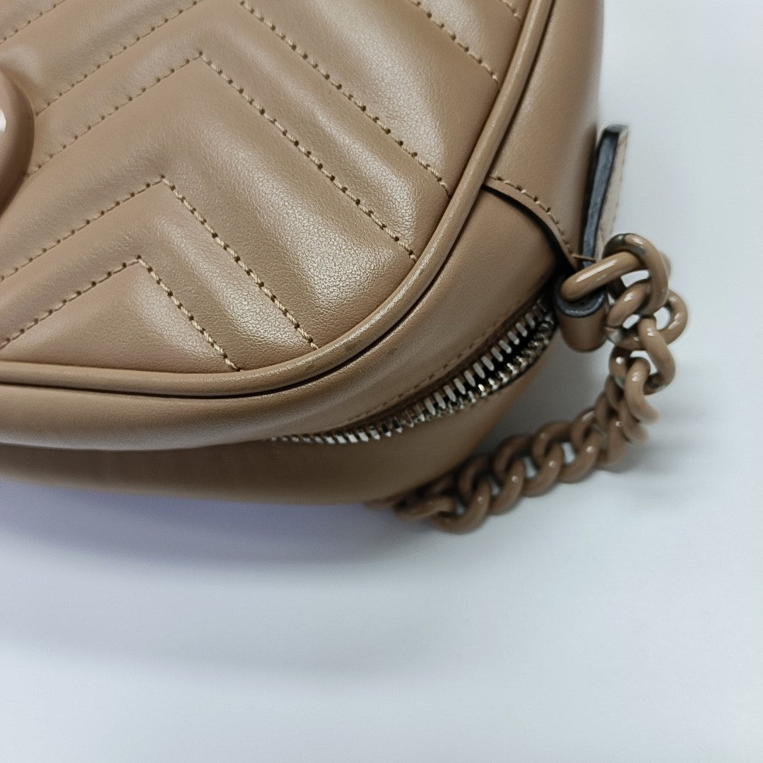 GG Marmont Small Quilted Calfskin Brown