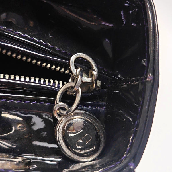 Authenticated pre-owned  Lady Dior Medium Quilted Patent Leather Blue - Tote Bag at Looply