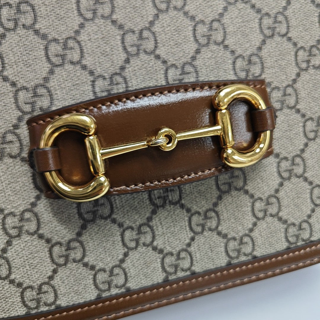 Horsebit 1955 Medium Monogram Coated Canvas Beige