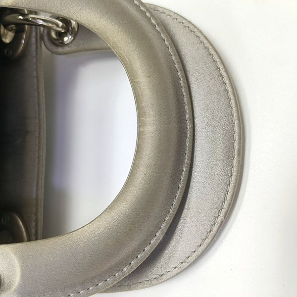 Authenticated pre-owned  Lady Dior Mini Silk Satin Grey - Tote Bag at Looply