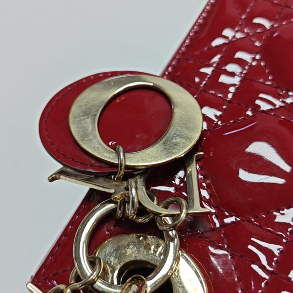 Lady Dior Mini Cannage Patent Leather Red