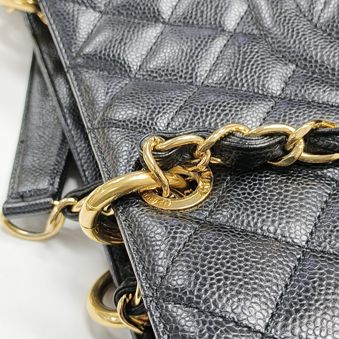 CHANEL GST Large Quilted Grained Calfskin Black