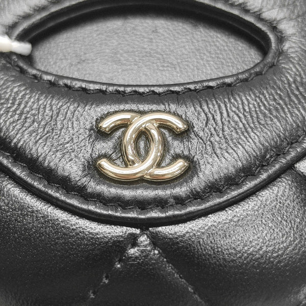 Quilted Lambskin Card Holder Black