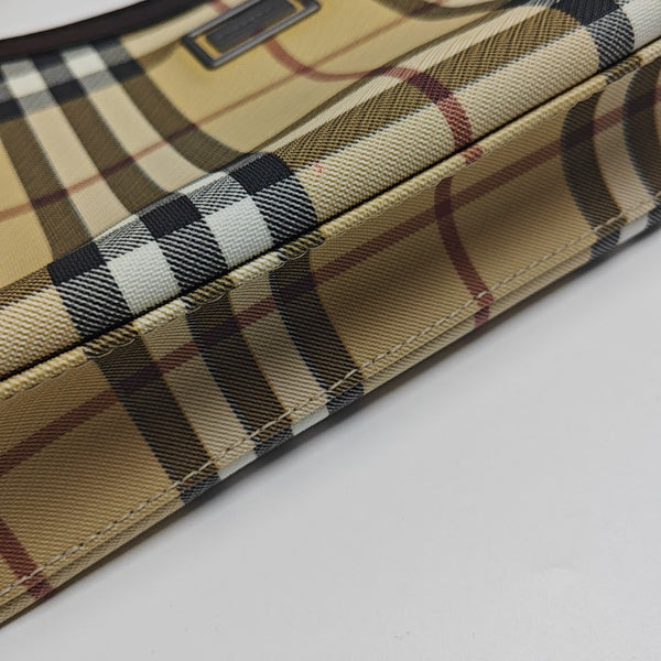 Coated Canvas Top Handle Bag Beige