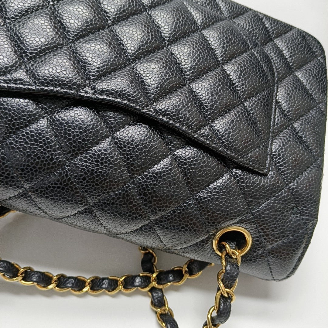 CLASSIC FLAP Small Quilted Grained Calfskin Black