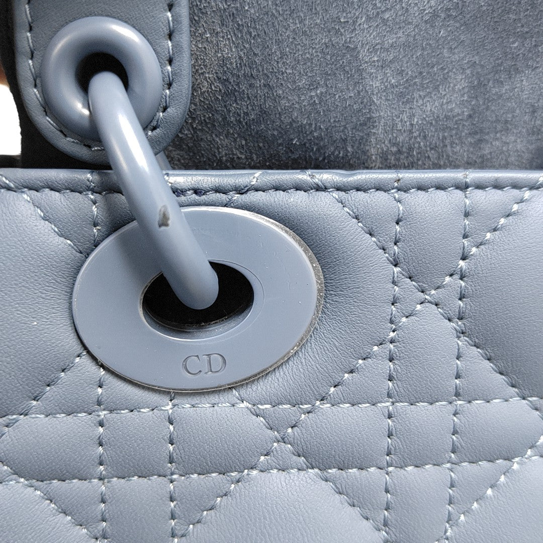 Lady Dior Small Cannage Lambskin Blue