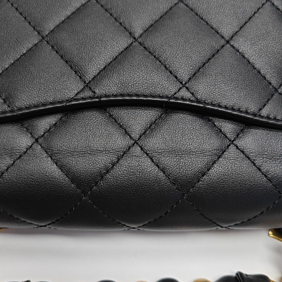KELLY Small Quilted Calfskin Black