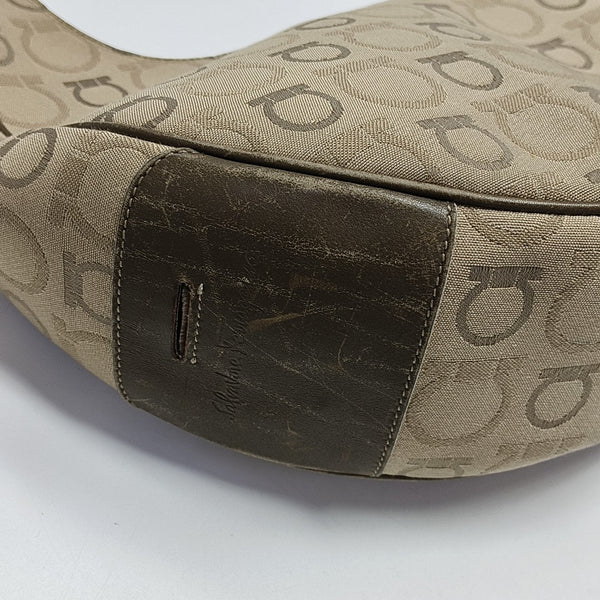Coated Canvas Top Handle Bag Brown