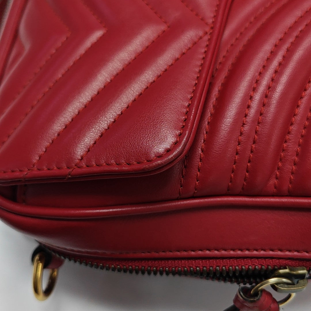 GG Marmont Medium Quilted Calfskin Red
