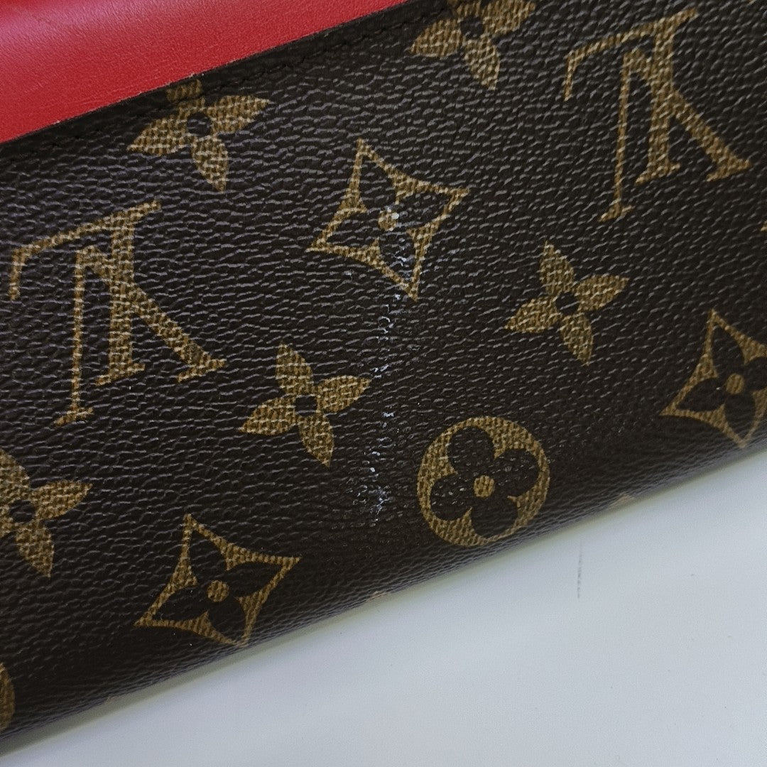 SARAH Monogram Coated Canvas Brown Wallet