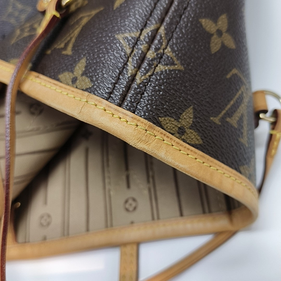 NEVERFULL MM Monogram Coated Canvas Brown