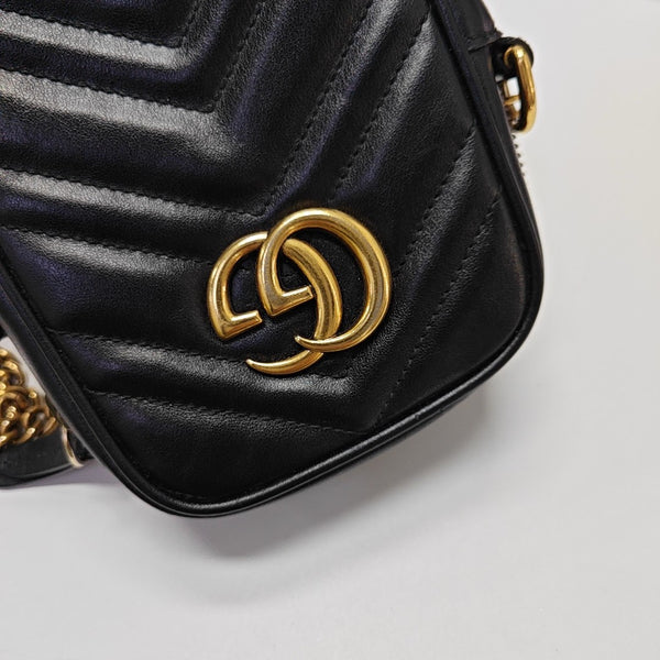 GG Marmont Mini Quilted Calfskin Black