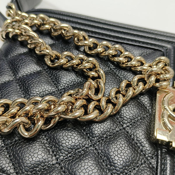BOY CHANEL Mini Quilted Grained Calfskin Black