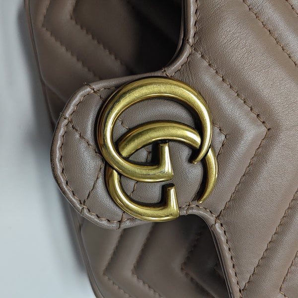 GG Marmont Mini Quilted Calfskin Beige