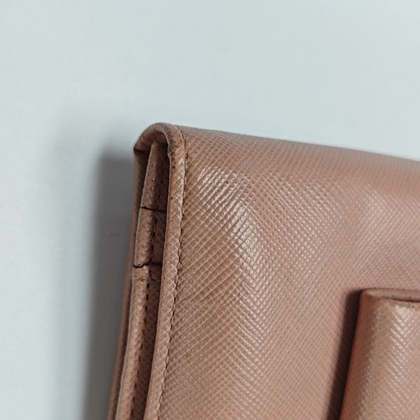 Fiocco Bow Saffiano Calfskin Pink Wallet