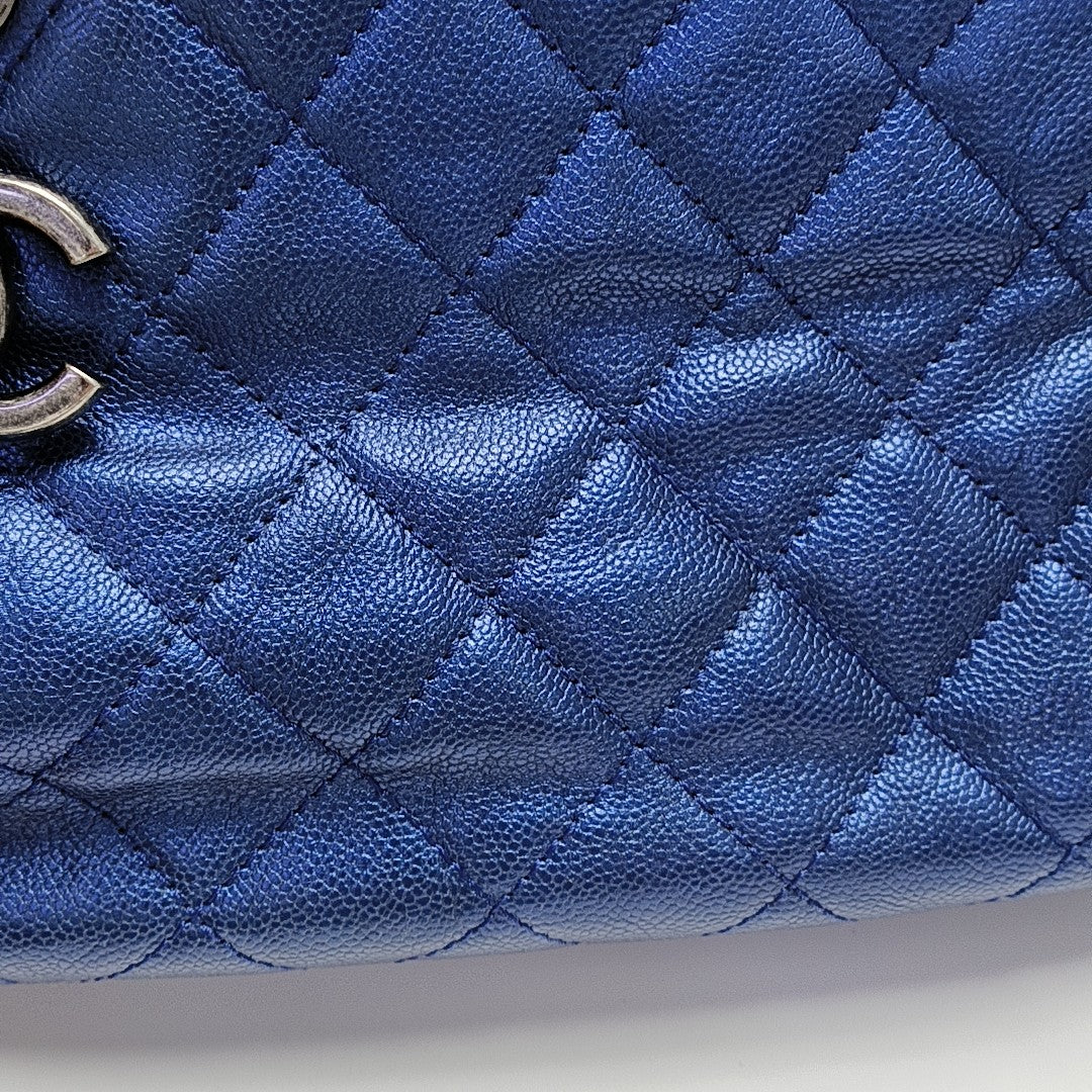 CC TIMELESS SOFT Small Quilted Grained Calfskin Blue