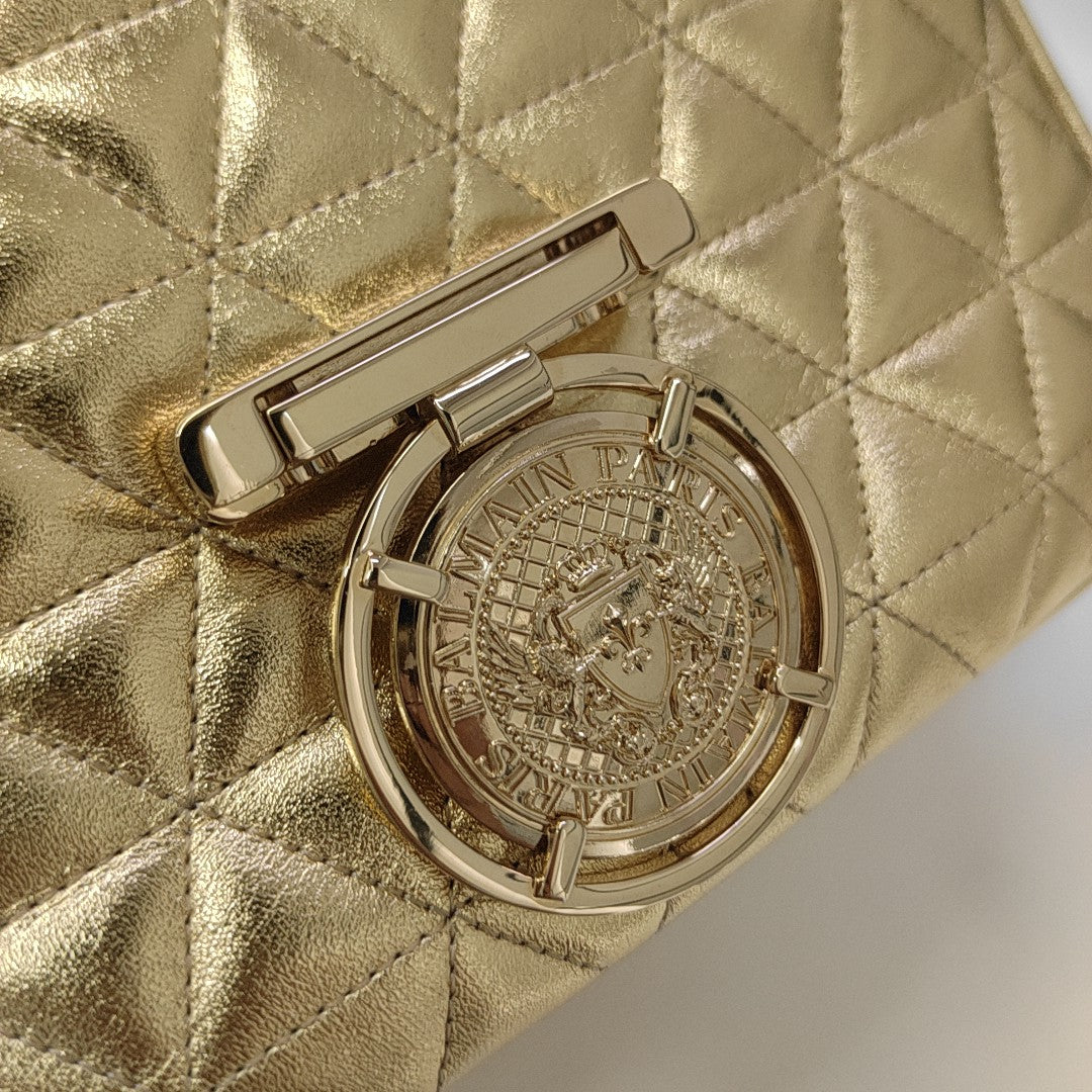 Quilted Calfskin Shoulder Bag Gold