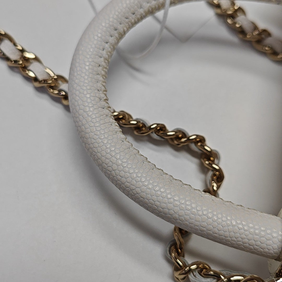 COCO HANDLE Mini Quilted Grained Calfskin White