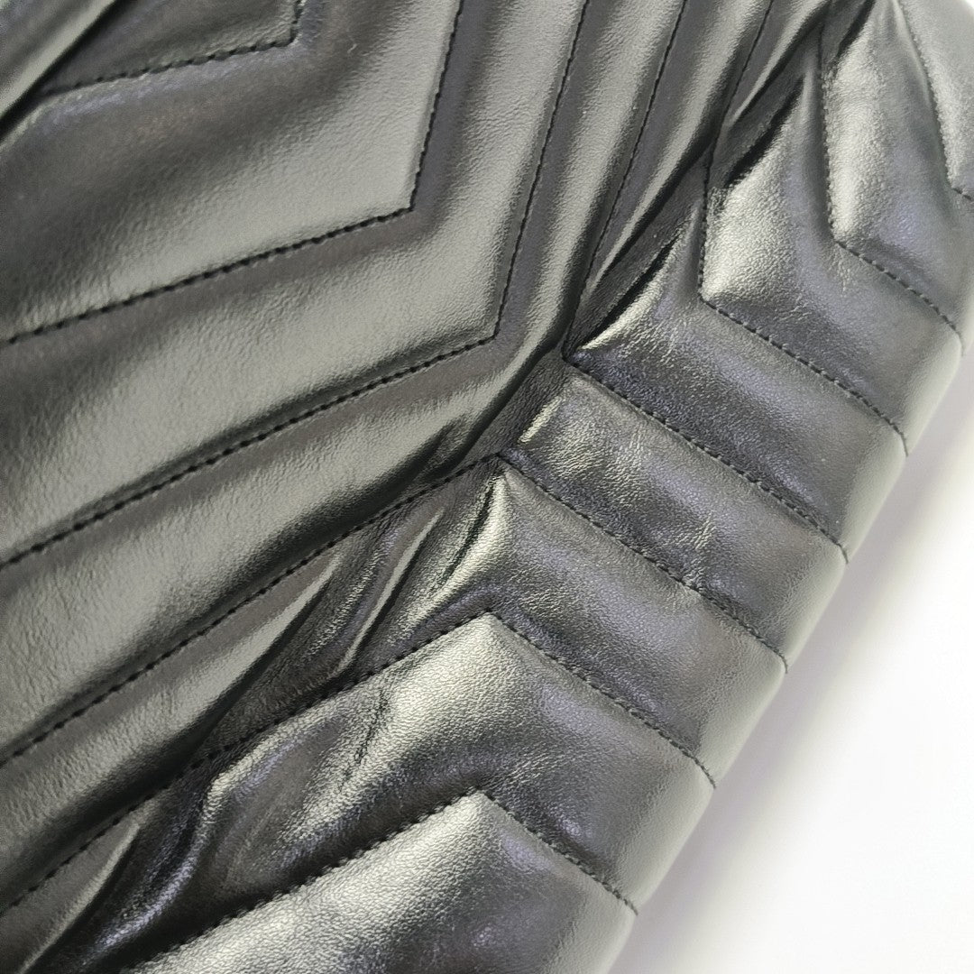 LOULOU TOP HANDLE Chevron Calfskin Black