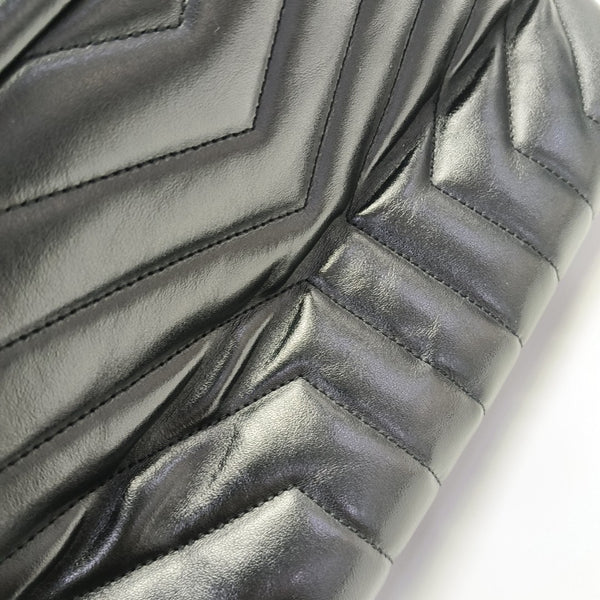 LOULOU TOP HANDLE Chevron Calfskin Black