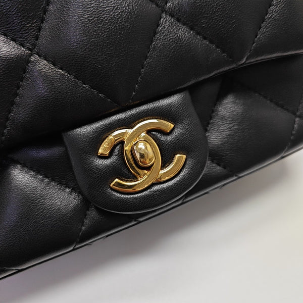 Quilted Lambskin Shoulder Bag Mini Black