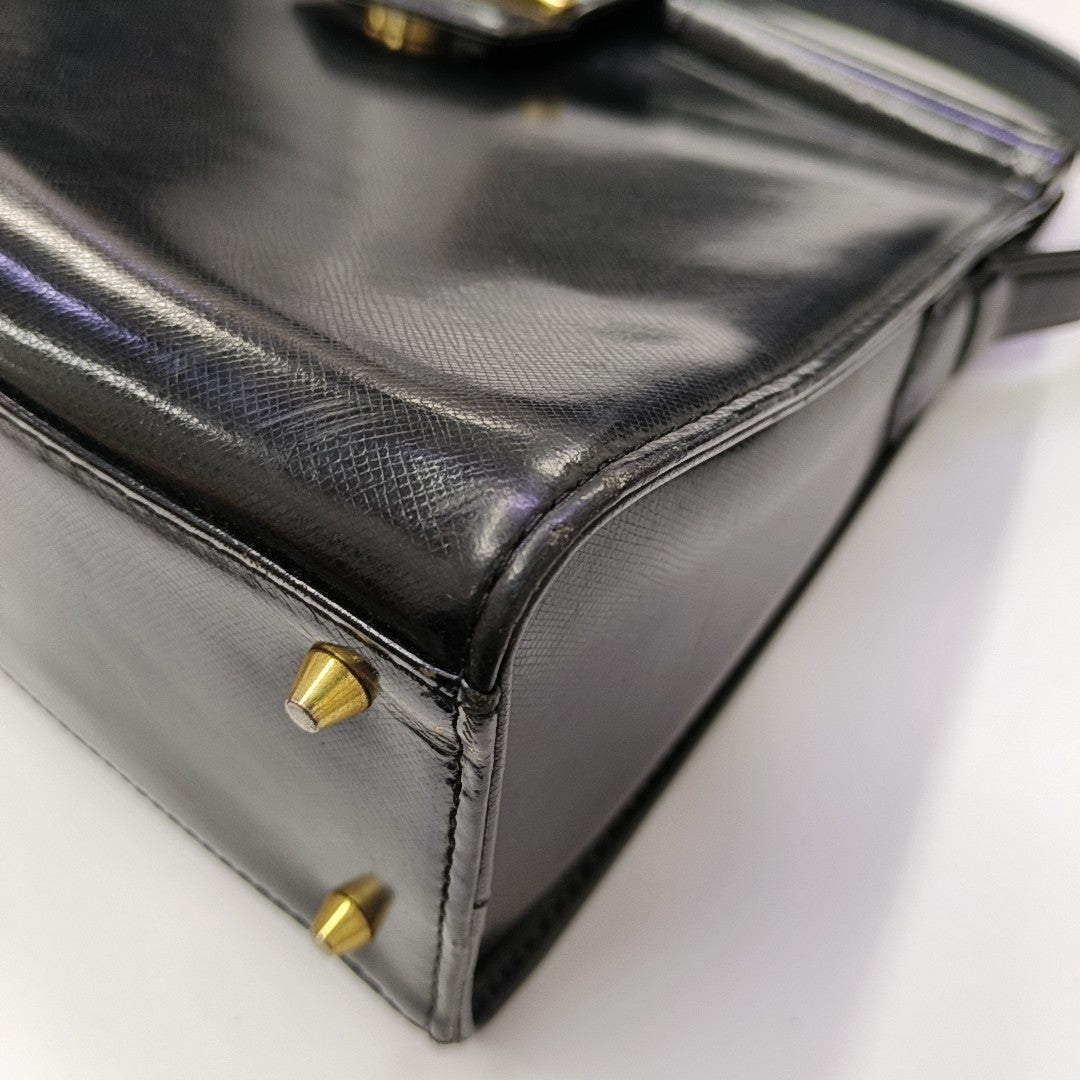 Calfskin Top Handle Bag Black