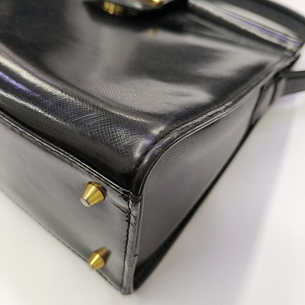Calfskin Top Handle Bag Black