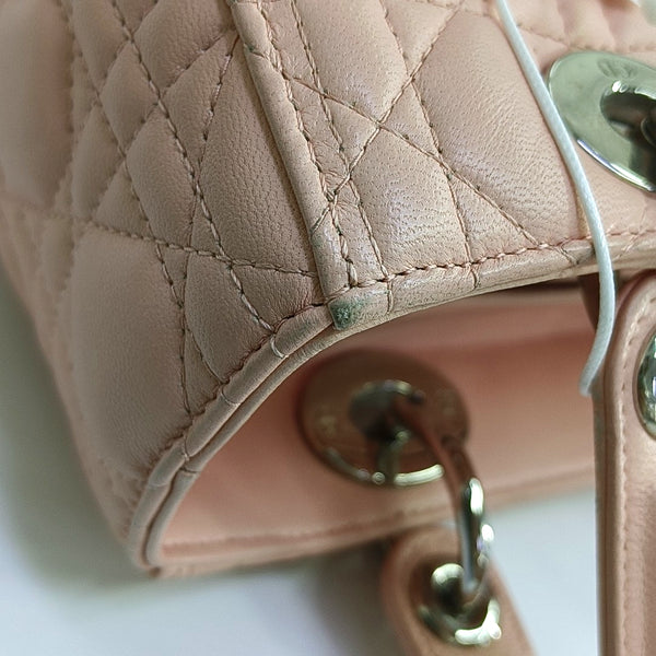Lady Dior Mediana Piel de Cordero Rosa