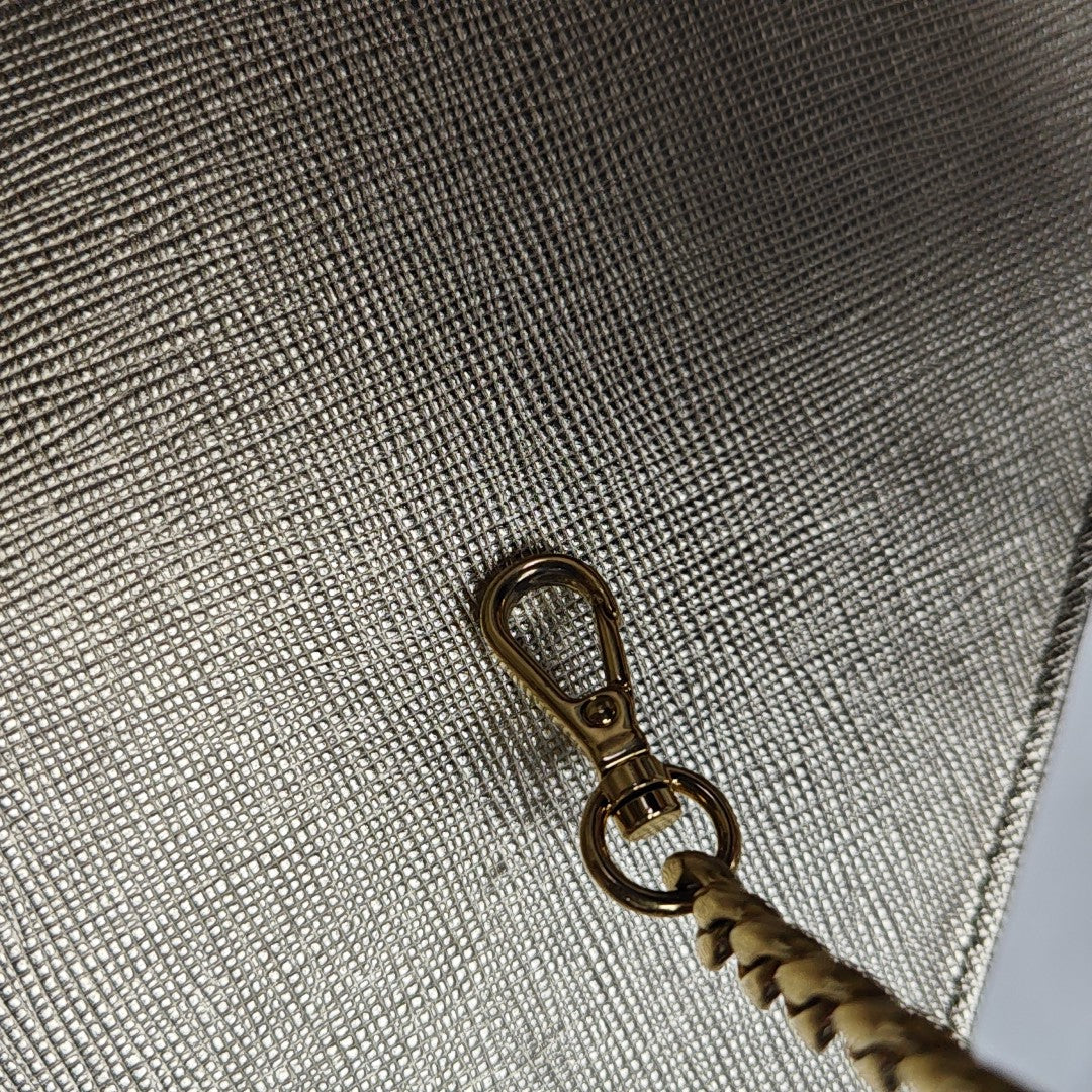 Saffiano Calfskin Shoulder Bag Gold