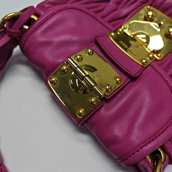 Miu Coffer Quilted Lambskin Pink